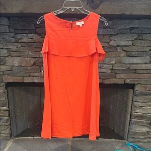 GB Girls Orange Ruffled Cold Shoulder Sundress